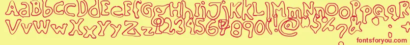 SinkingShipOutline02 Font – Red Fonts on Yellow Background