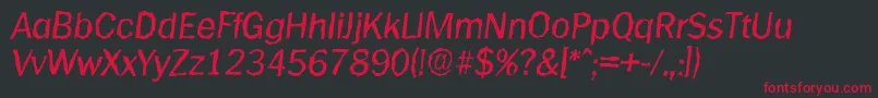 PlymouthrandomItalic Font – Red Fonts on Black Background