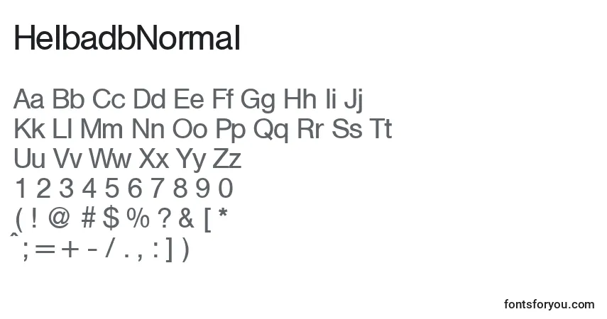 HelbadbNormal-fontti – aakkoset, numerot, erikoismerkit