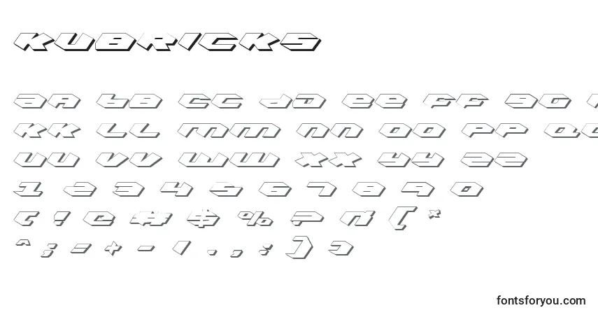 Schriftart Kubricks – Alphabet, Zahlen, spezielle Symbole