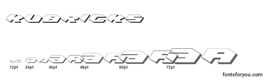 Размеры шрифта Kubricks