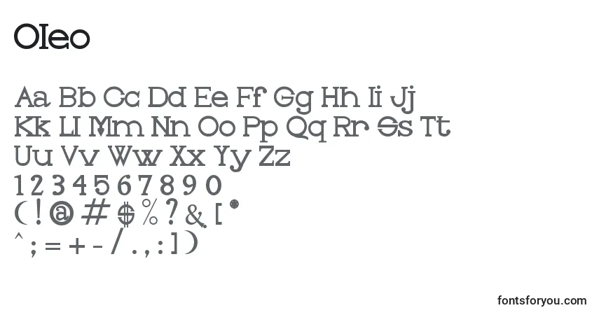 A fonte Oleo – alfabeto, números, caracteres especiais
