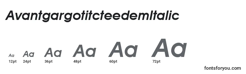 AvantgargotitcteedemItalic Font Sizes