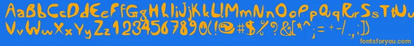 Comiccity Font – Orange Fonts on Blue Background
