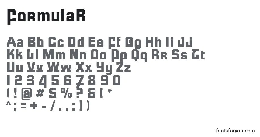 A fonte FormulaR – alfabeto, números, caracteres especiais