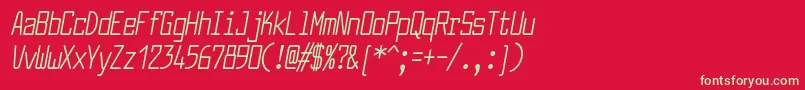 フォントLarabiefontcpItalic – 赤い背景に緑の文字