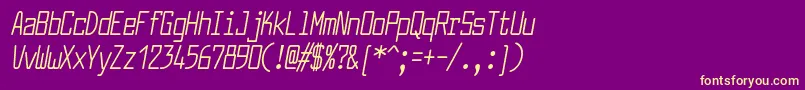 LarabiefontcpItalic-Schriftart – Gelbe Schriften auf violettem Hintergrund