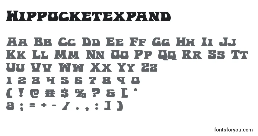 Schriftart Hippocketexpand – Alphabet, Zahlen, spezielle Symbole