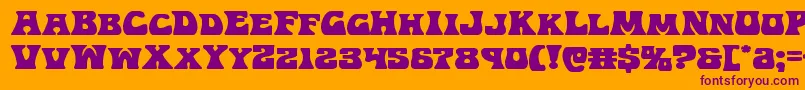 Hippocketexpand-Schriftart – Violette Schriften auf orangefarbenem Hintergrund