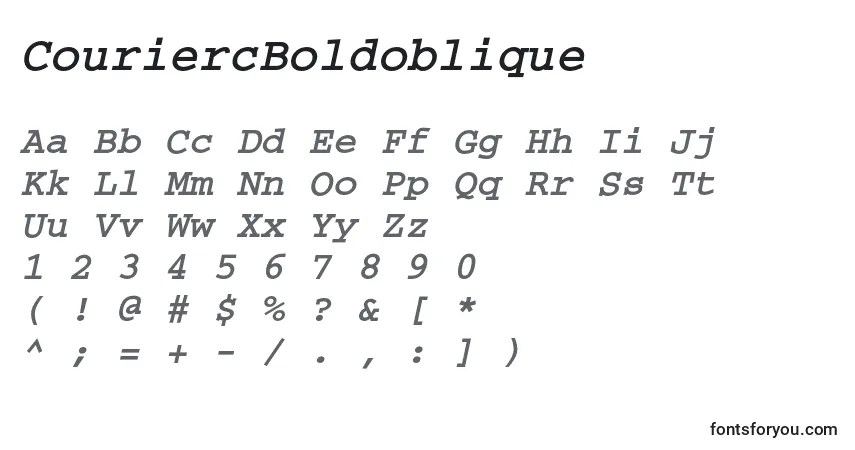 Czcionka CouriercBoldoblique – alfabet, cyfry, specjalne znaki
