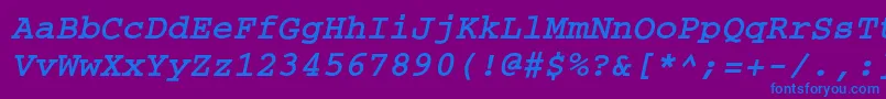 フォントCouriercBoldoblique – 紫色の背景に青い文字