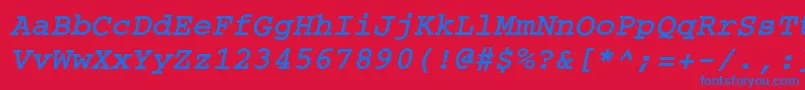 フォントCouriercBoldoblique – 赤い背景に青い文字