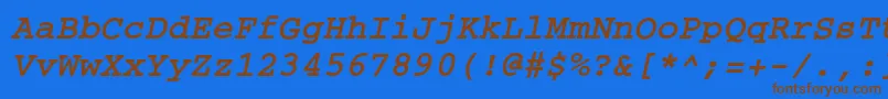 フォントCouriercBoldoblique – 茶色の文字が青い背景にあります。