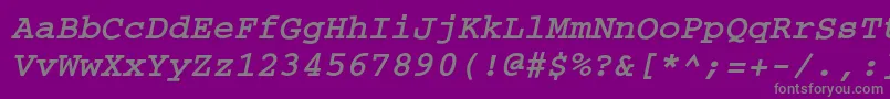 フォントCouriercBoldoblique – 紫の背景に灰色の文字