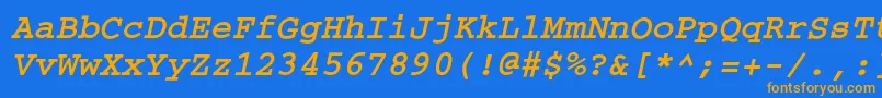 フォントCouriercBoldoblique – オレンジ色の文字が青い背景にあります。