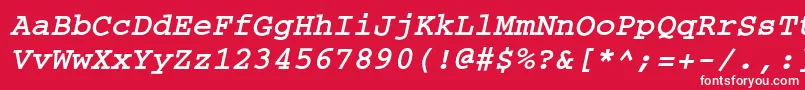 フォントCouriercBoldoblique – 赤い背景に白い文字