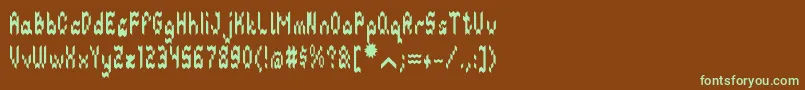 フォントGeoDiamond – 緑色の文字が茶色の背景にあります。