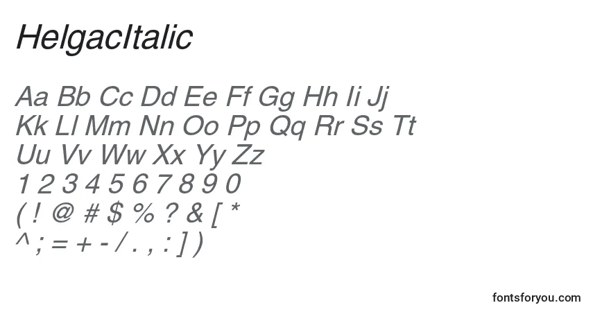 Schriftart HelgacItalic – Alphabet, Zahlen, spezielle Symbole