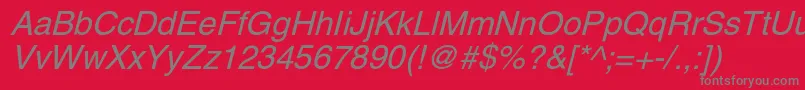 HelgacItalic-Schriftart – Graue Schriften auf rotem Hintergrund