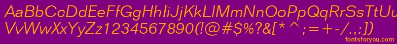 FolioLightItalicBt Font – Orange Fonts on Purple Background