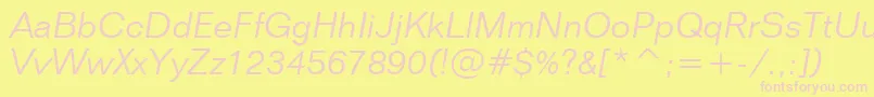 FolioLightItalicBt Font – Pink Fonts on Yellow Background