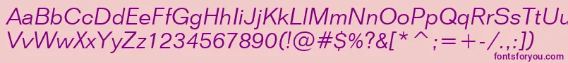 FolioLightItalicBt Font – Purple Fonts on Pink Background