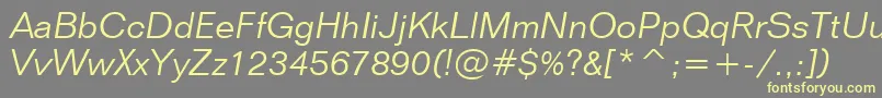 FolioLightItalicBt Font – Yellow Fonts on Gray Background