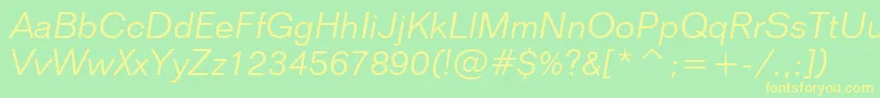 FolioLightItalicBt Font – Yellow Fonts on Green Background