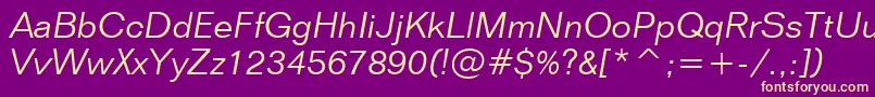 FolioLightItalicBt Font – Yellow Fonts on Purple Background