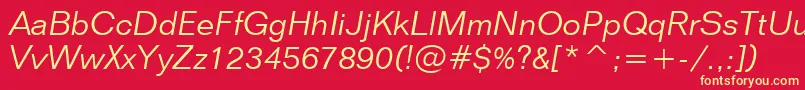 FolioLightItalicBt Font – Yellow Fonts on Red Background