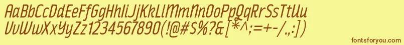 RakeslyBkIt-Schriftart – Braune Schriften auf gelbem Hintergrund