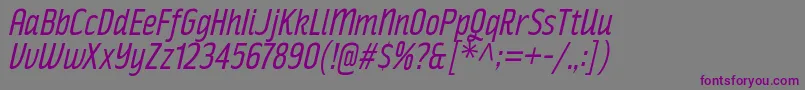 Czcionka RakeslyBkIt – fioletowe czcionki na szarym tle