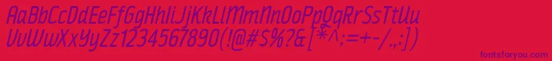 RakeslyBkIt-Schriftart – Violette Schriften auf rotem Hintergrund