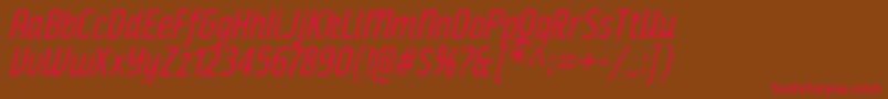 フォントRakeslyBkIt – 赤い文字が茶色の背景にあります。