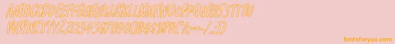 Kennebunkportoutital-Schriftart – Orangefarbene Schriften auf rosa Hintergrund