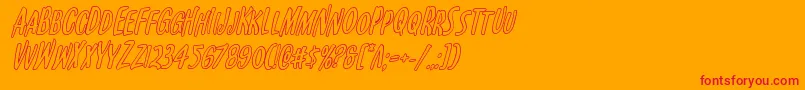 Kennebunkportoutital-Schriftart – Rote Schriften auf orangefarbenem Hintergrund