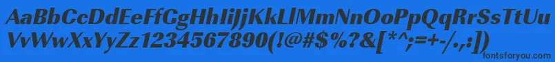 Шрифт UrwimperialtultbolnarOblique – чёрные шрифты на синем фоне