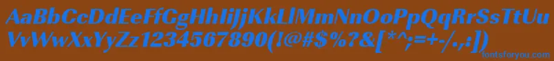 フォントUrwimperialtultbolnarOblique – 茶色の背景に青い文字