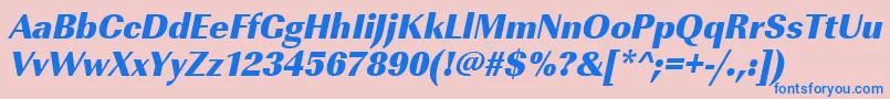 Шрифт UrwimperialtultbolnarOblique – синие шрифты на розовом фоне