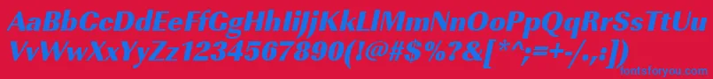 Police UrwimperialtultbolnarOblique – polices bleues sur fond rouge