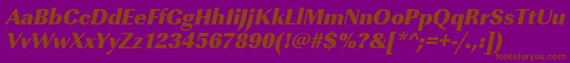 Czcionka UrwimperialtultbolnarOblique – brązowe czcionki na fioletowym tle