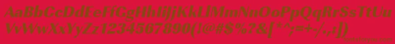 UrwimperialtultbolnarOblique-Schriftart – Braune Schriften auf rotem Hintergrund