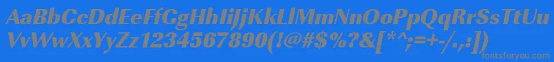 UrwimperialtultbolnarOblique-Schriftart – Graue Schriften auf blauem Hintergrund