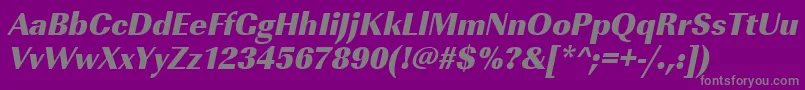 UrwimperialtultbolnarOblique-fontti – harmaat kirjasimet violetilla taustalla