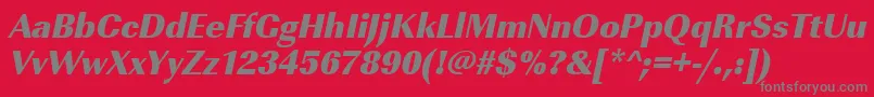 Шрифт UrwimperialtultbolnarOblique – серые шрифты на красном фоне