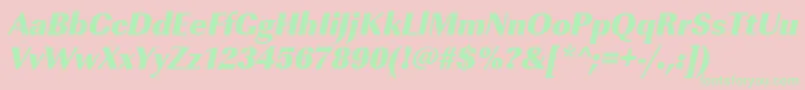 Шрифт UrwimperialtultbolnarOblique – зелёные шрифты на розовом фоне