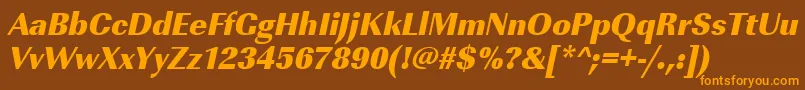 Шрифт UrwimperialtultbolnarOblique – оранжевые шрифты на коричневом фоне