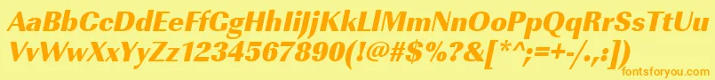 Шрифт UrwimperialtultbolnarOblique – оранжевые шрифты на жёлтом фоне