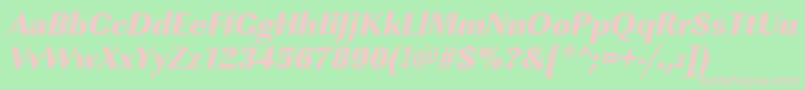 フォントUrwimperialtultbolnarOblique – 緑の背景にピンクのフォント