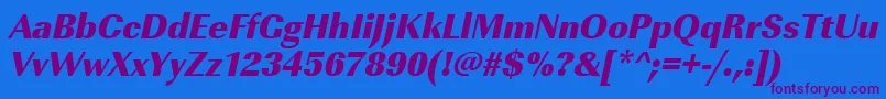 Шрифт UrwimperialtultbolnarOblique – фиолетовые шрифты на синем фоне
